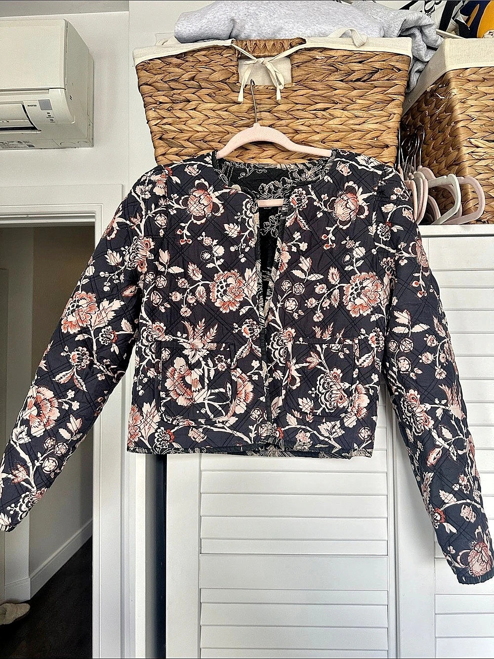 love the label Blue Multi Reversible Quilted Shorditch Jacket Floral Jacket in B